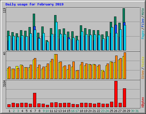 Daily usage for February 2019